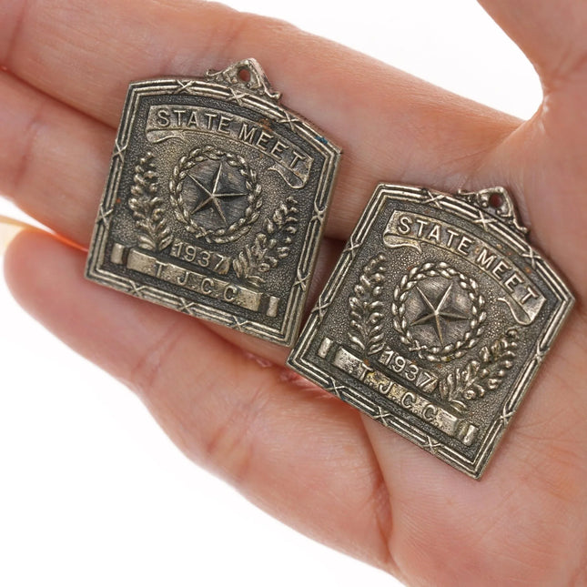 1937 Texas Shotput/Discus TJCC State Meet sterling medals - Estate Fresh Austin