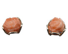 1940's 14k Gold and Angel Skin Coral Earrings Hand Carved - Estate Fresh Austin