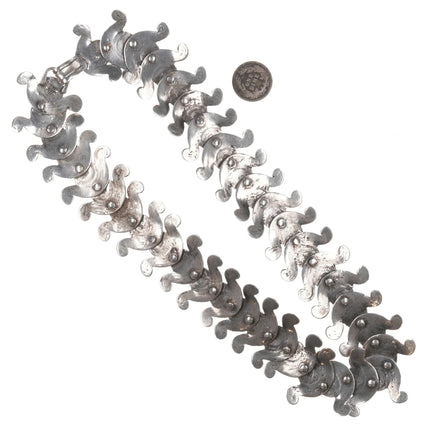 1940's 17" Los Castillo Sterling art deco centipede necklace - Estate Fresh Austin
