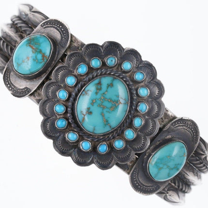 1940's 7.25" Silver/turquoise Native American cuff bracelet - Estate Fresh Austin