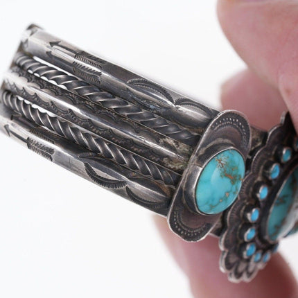 1940's 7.25" Silver/turquoise Native American cuff bracelet - Estate Fresh Austin