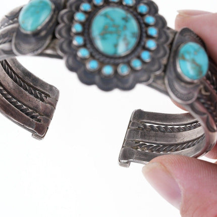 1940's 7.25" Silver/turquoise Native American cuff bracelet - Estate Fresh Austin