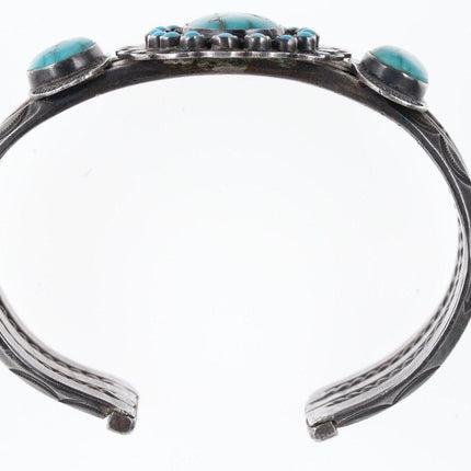 1940's 7.25" Silver/turquoise Native American cuff bracelet - Estate Fresh Austin