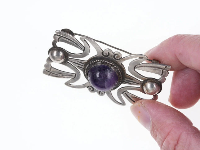 1940's Art deco Mexican Sterling/Amethyst brooch pin - Estate Fresh Austin