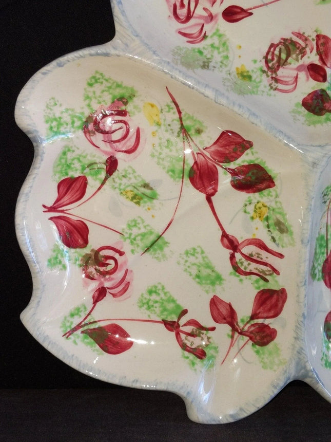 1940's Blue Ridge China Hand Painted Porcelain Southern Potteries 12" Snack Tray - Estate Fresh Austin