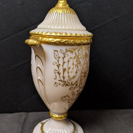 1940's Cambridge Crown Tuscan Candlelight Urn Candy Dish Gold Encrusted - Estate Fresh Austin