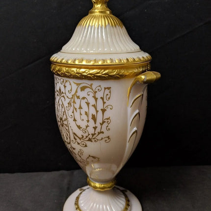 1940's Cambridge Crown Tuscan Candlelight Urn Candy Dish Gold Encrusted - Estate Fresh Austin
