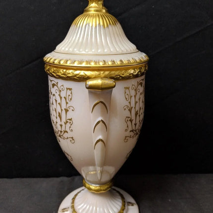 1940's Cambridge Crown Tuscan Candlelight Urn Candy Dish Gold Encrusted - Estate Fresh Austin