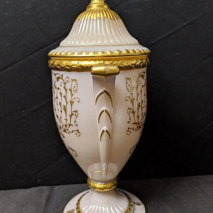 1940's Cambridge Crown Tuscan Candlelight Urn Candy Dish Gold Encrusted - Estate Fresh Austin