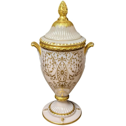 1940's Cambridge Crown Tuscan Candlelight Urn Candy Dish Gold Encrusted - Estate Fresh Austin