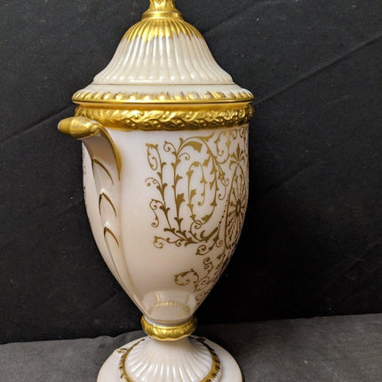 1940's Cambridge Crown Tuscan Candlelight Urn Candy Dish Gold Encrusted - Estate Fresh Austin