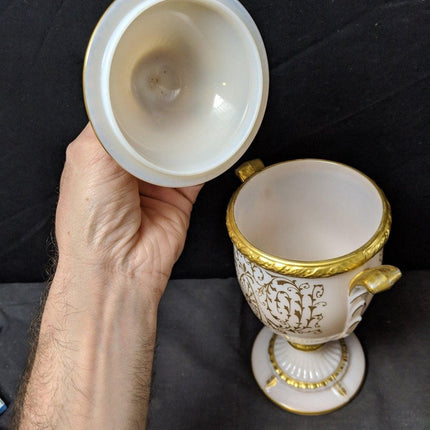 1940's Cambridge Crown Tuscan Candlelight Urn Candy Dish Gold Encrusted - Estate Fresh Austin