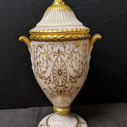 1940's Cambridge Crown Tuscan Candlelight Urn Candy Dish Gold Encrusted - Estate Fresh Austin