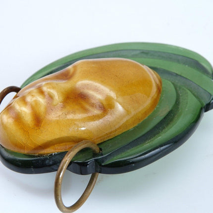 1940's Elzac of California Lucite and Ceramic "Victim of Fashion" Brooch pin - Estate Fresh Austin