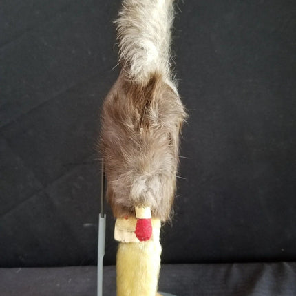 1940's Eskimo Doll Carved Wood Fur Coat glass Beads hair pants leather moccasins - Estate Fresh Austin