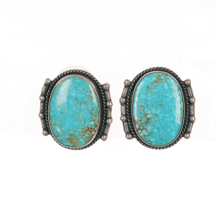 1940's "Hand Made" Native American sterling High grade turquoise earrings - Estate Fresh Austin