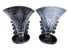 1940's Heisey Orchid Etching on Lariat blank Fan vases pair - Estate Fresh Austin