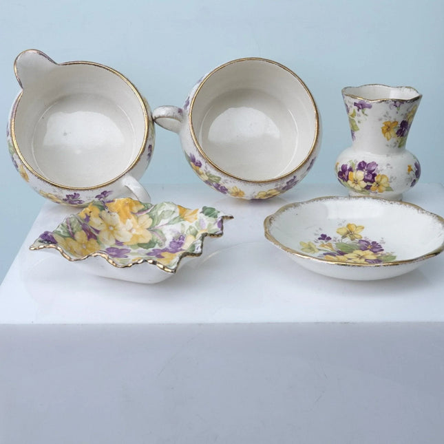 1940's James Kent 4002 Chintz Lot of Trinkets and Sugar and Creamer - Estate Fresh Austin