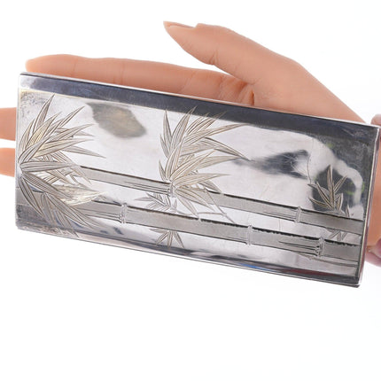 1940's Japanese Oversized sterling case with trick door - Estate Fresh Austin