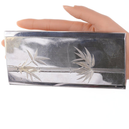 1940's Japanese Oversized sterling case with trick door - Estate Fresh Austin