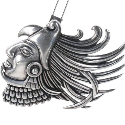 1940's Margot de Taxco Los Castillo Sterling Aztec Eagle Warrior Fur clip - Estate Fresh Austin