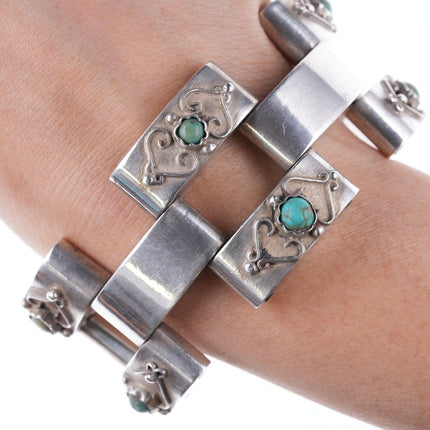 1940's Mexican Silver and turquoise bracelet - Estate Fresh Austin