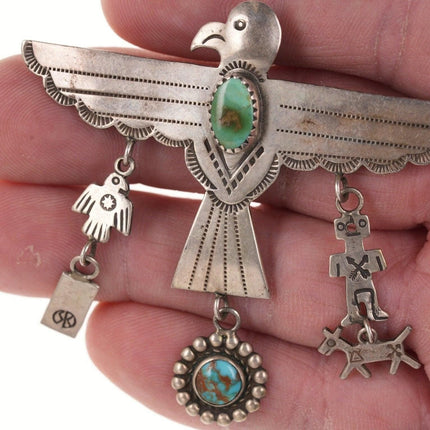 1940's Native American Bisbee/royston turquoise sterling pin - Estate Fresh Austin