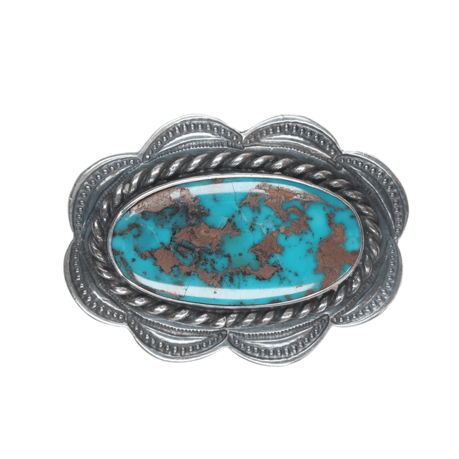 1940's Navajo silver pin with nice turquoise - Estate Fresh Austin