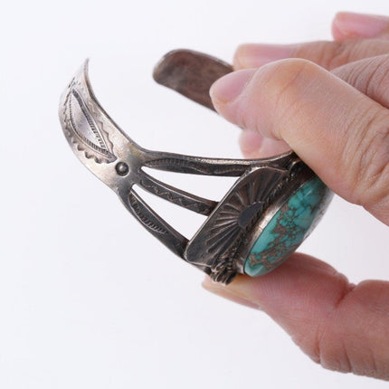 1940's Navajo Stamped silver and turquoise bracelet - Estate Fresh Austin