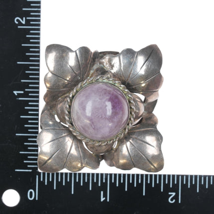 1940's Rafael Melendez Taxco sterling and amethyst floriform pin - Estate Fresh Austin