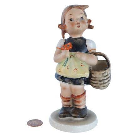 1940's TMK2 Hummel Incised Bee mark Girl with basket 5 7/8" - Estate Fresh Austin