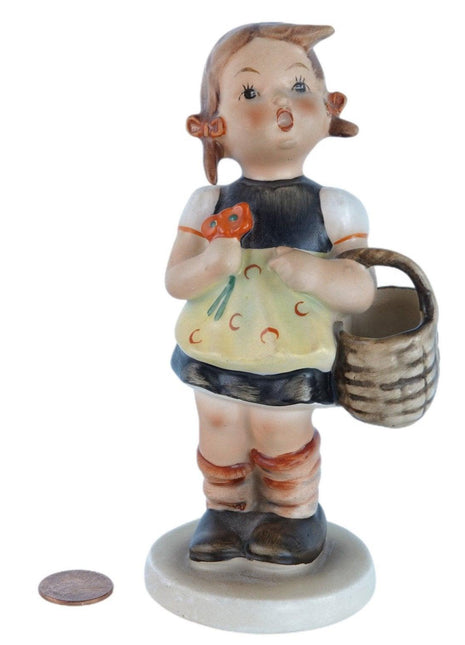 1940's TMK2 Hummel Incised Bee mark Girl with basket 5 7/8" - Estate Fresh Austin