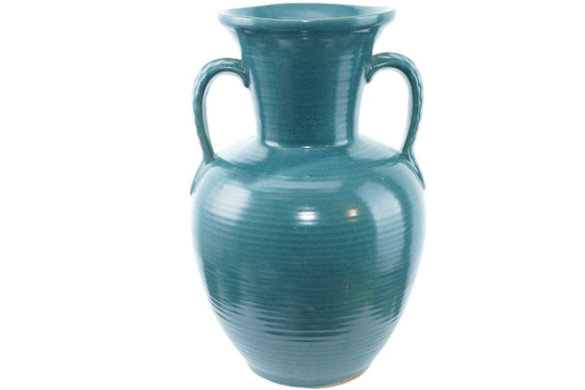 1940's/50's Frankoma Ada Clay Large Turquoise Blue vase - Estate Fresh Austin