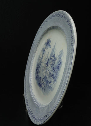 19.5" c1850 Chinoisiere Blue Transferware Platter Staffordshire - Estate Fresh Austin