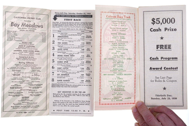 1950's Bay Meadowns Racetrack Program and Caliente Mexico - Estate Fresh Austin