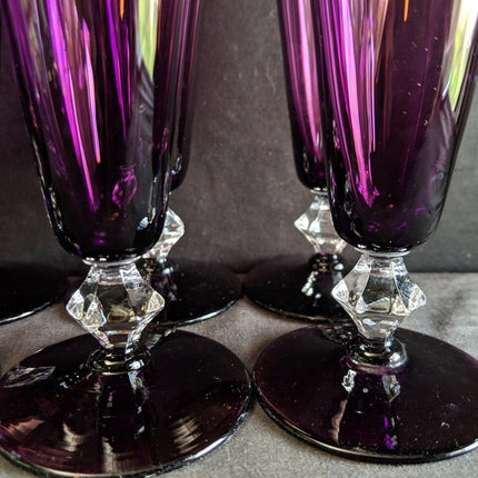 1950's Bryce 664 Amethyst Clear Diamond Stem (8) 6.25" x 2 1/8" wide at rim. - Estate Fresh Austin