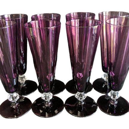 1950's Bryce 664 Amethyst Clear Diamond Stem (8) 6.25" x 2 1/8" wide at rim. - Estate Fresh Austin