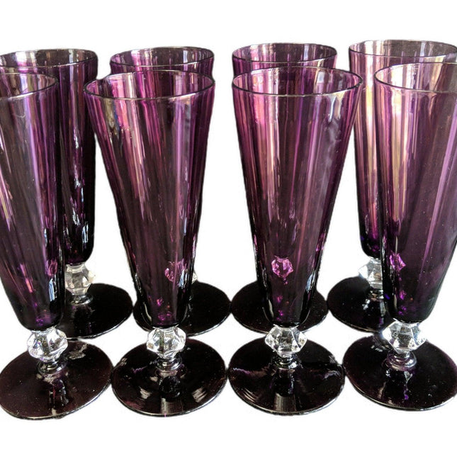 1950's Bryce 664 Amethyst Clear Diamond Stem (8) 6.25" x 2 1/8" wide at rim. - Estate Fresh Austin