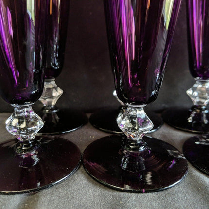 1950's Bryce 664 Amethyst Clear Diamond Stem (8) 6.25" x 2 1/8" wide at rim. - Estate Fresh Austin