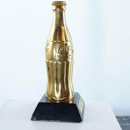 1950's Coca - Cola All Star Salesman's Award Gold bottle with wood base - Estate Fresh Austin