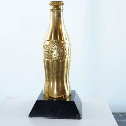 1950's Coca - Cola All Star Salesman's Award Gold bottle with wood base - Estate Fresh Austin