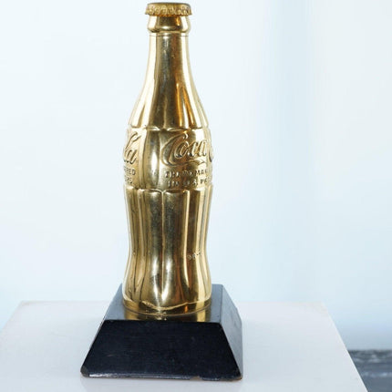 1950's Coca - Cola All Star Salesman's Award Gold bottle with wood base - Estate Fresh Austin