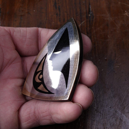 1950's Estela Popowski modernist Mexican Sterling Silver/Brass Mixed Metal/Ony - Estate Fresh Austin