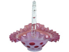 1950's fenton cranberry coin dot opalescent basket - Estate Fresh Austin