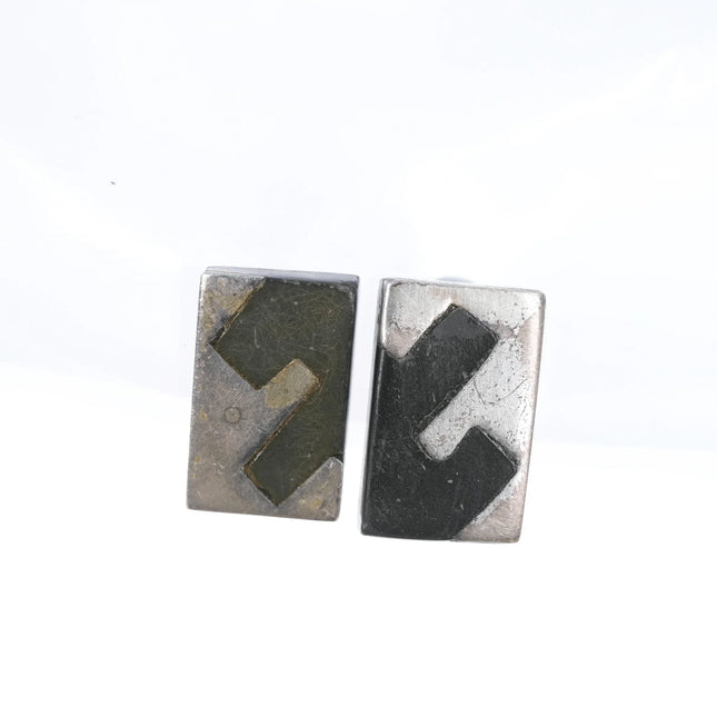 1950's Los Castillo Sterling and onyx screw back earrings - Estate Fresh Austin