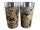 1950's Los Castillo Taxco Brass Adam and Eve Glass Slips with glasses - Estate Fresh Austin