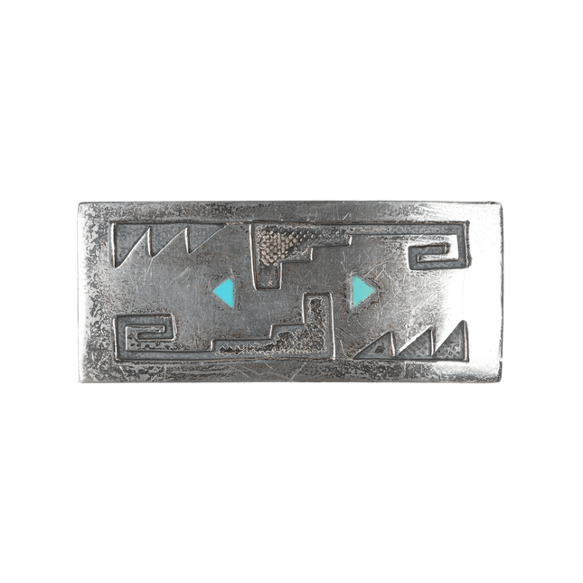 1950's Navajo belt buckle with inlaid turquoise - Estate Fresh Austin