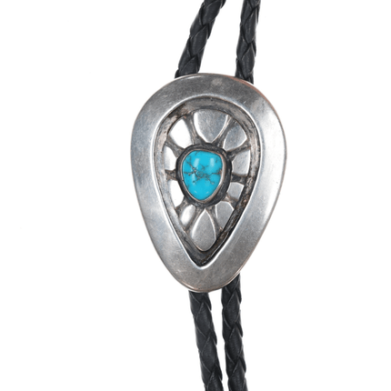 1950's Navajo silver bolo tie with turquoise - Estate Fresh Austin