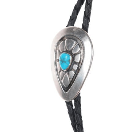 1950's Navajo silver bolo tie with turquoise - Estate Fresh Austin