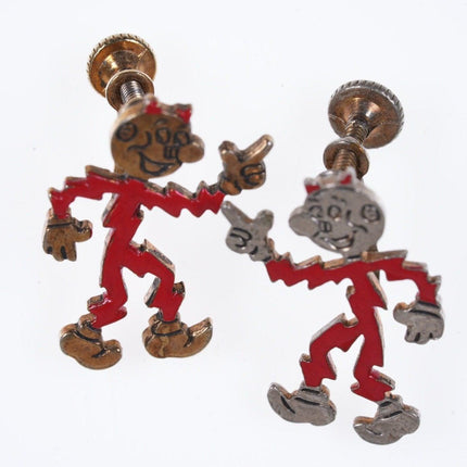 1950's Reddy Kilowatt Advertising Screw back earrings - Estate Fresh Austin